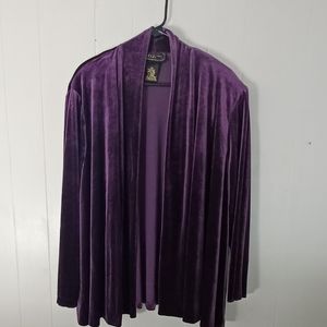 R&K Evening Wear Velour Cardigan 56 in bust, 28" long Sleeve has raw Hem and is